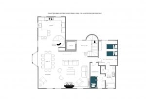Chalet Delormes - Living floor (2nd floor)  Floorplan