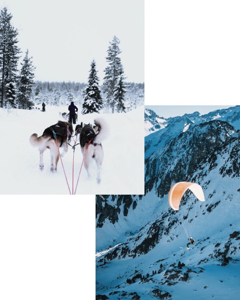 Husky sleigh ride and paragliding