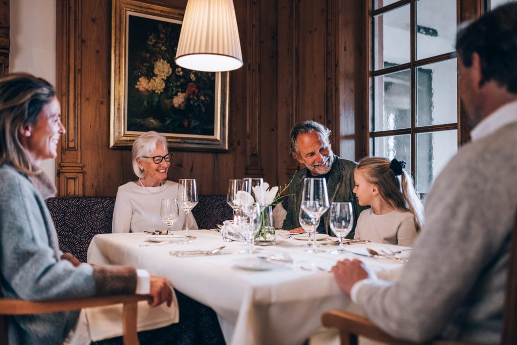 Family dining in Austria