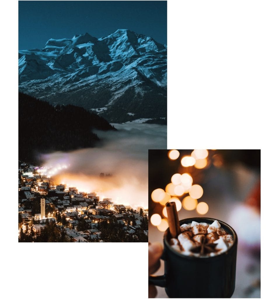 Verbier resort and a hot chocolate