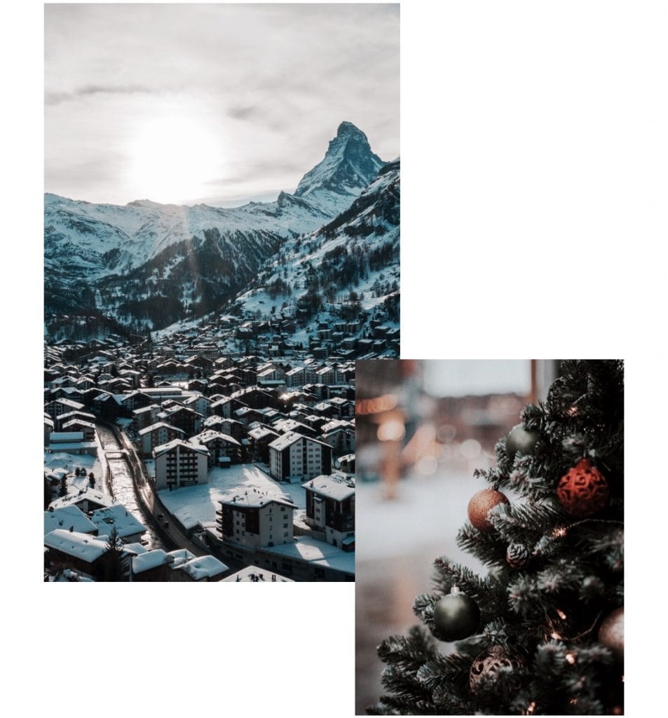 Zermatt resort and a Christmas tree