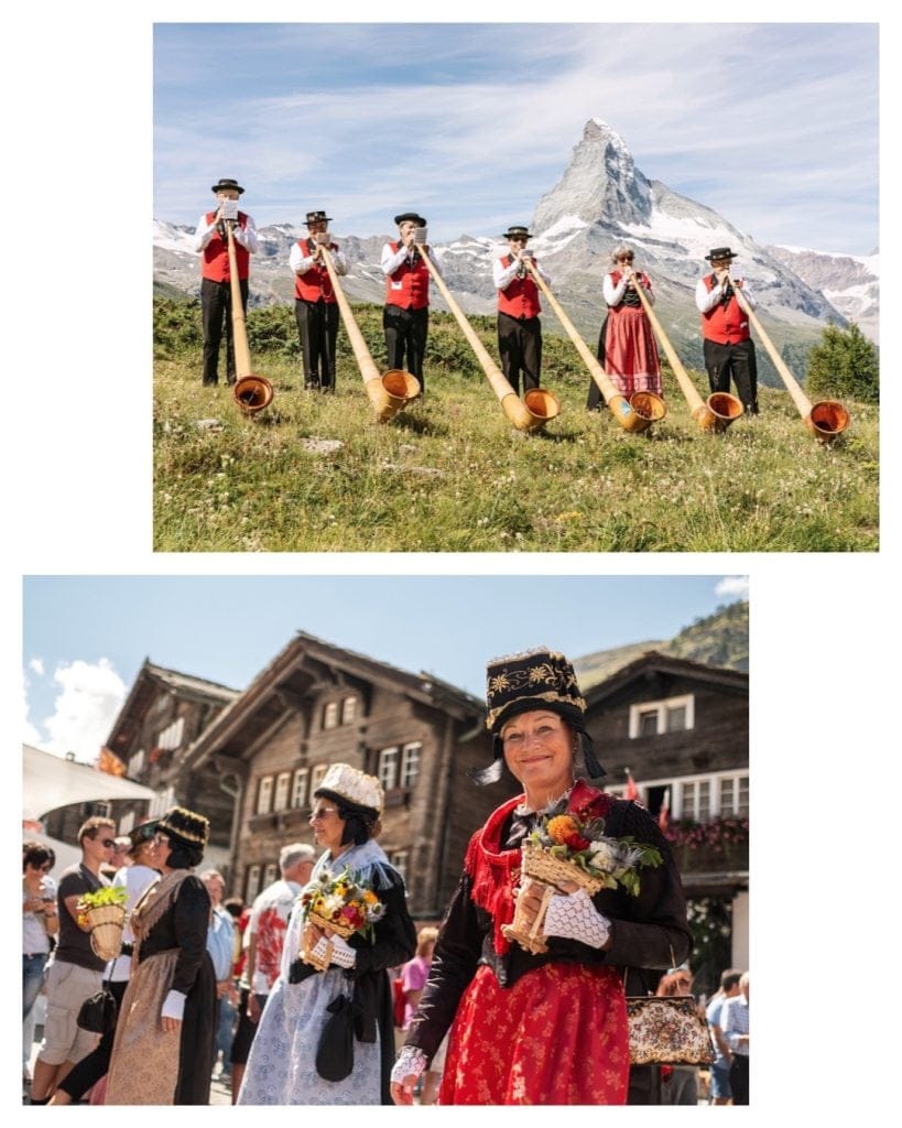 Traditional clothing at Swiss National Day in Zermatt