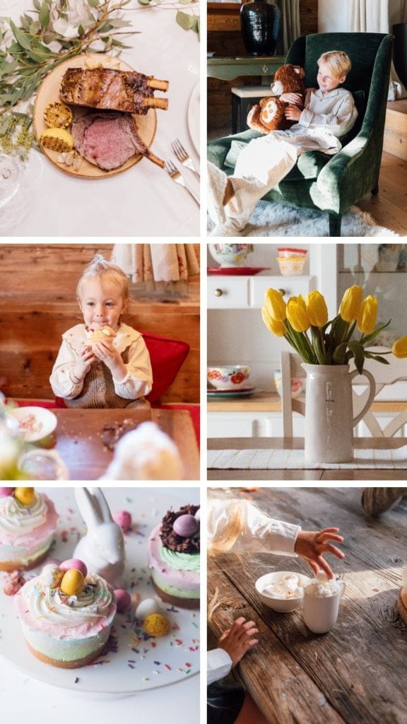 A lifestyle grid showing different Easter tips, activities and foods. 