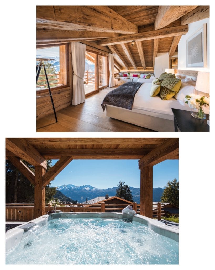 Chalet Bioley hot tub and Master bedroom